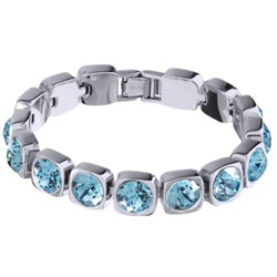 Браслет Теннис (кристаллы SW аквамарин 8мм; покрытие родий) 17-19см, Есть комплект