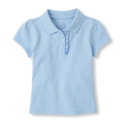 Uniform Short Sleeve Ruffle-Placket Polo