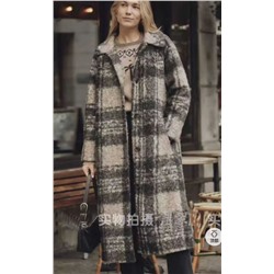Женское однобортное приталенное пальто из искусственной шерсти в клетку