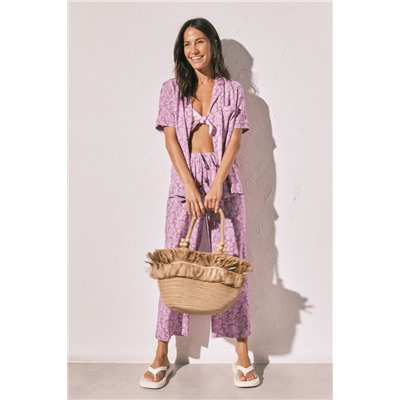 Pijama Capri camisero estampado flores