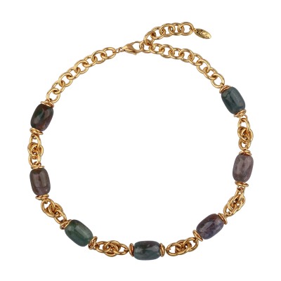 Колье Терра (яшма 13х18мм; покрытие золото) 47-52см, Есть комплект