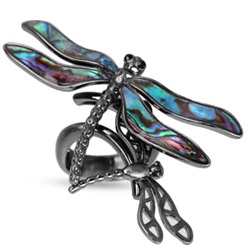 Кольцо Стрекоза (гелиотис; покрытие черный родий), Есть комплект