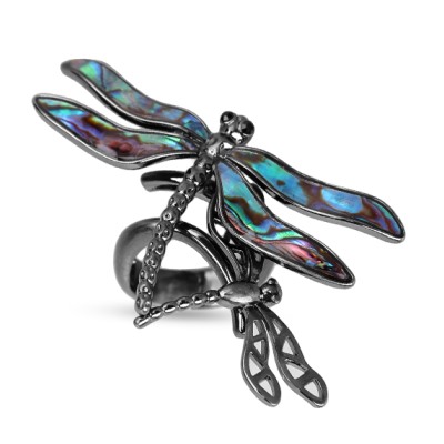 Кольцо Стрекоза (гелиотис; покрытие черный родий), Есть комплект