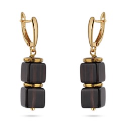 Серьги Терра (раухтопаз, гематит; покрытие золото), Есть комплект