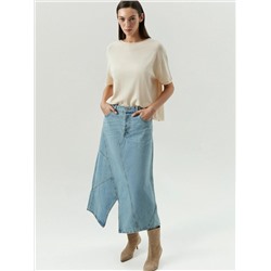 Джинсовая юбка миди косого кроя, S1109/turien