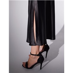 Юбка миди с разрезом из струящегося плотного сатина