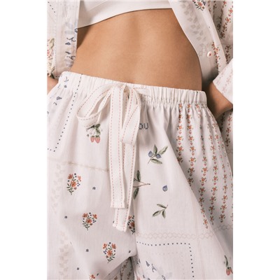 Pantalón largo 100% algodón estampado floral