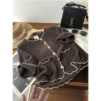 Свободный ажурный кардиган с короткими рукавами 2 цвета Н*М