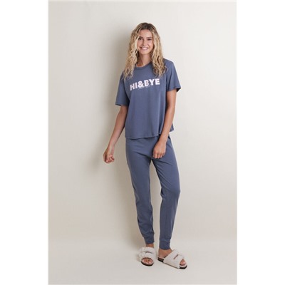 Pijama algodón estampado azul