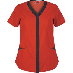 Butter-Soft Scrubs by UA™ Snap Front Y-Neck Top