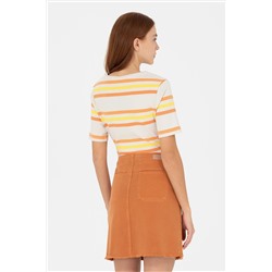 Kadın Kiremit Bisiklet Yaka Tişört