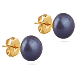 Пусеты (Майорка 12мм черничная; покрытие золото), Есть комплект