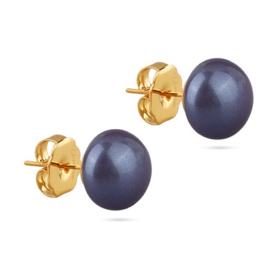 Пусеты (Майорка 12мм черничная; покрытие золото), Есть комплект