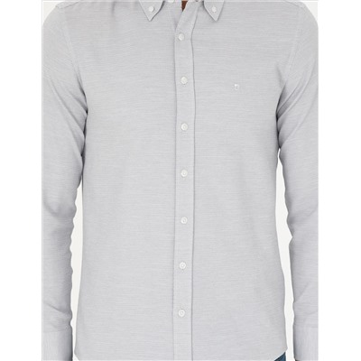 Gri Slim Fit Uzun Kollu Gömlek