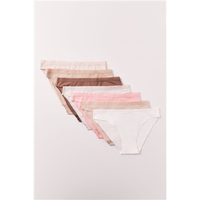 Pack 7 bragas clásicas algodón lisas neutras