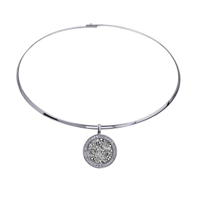 Колье Галактика (кристаллы SW серебристые; покрытие родий) 42см, Есть комплект