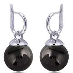 Серьги (Майорка 14мм черная; покрытие родий), Есть комплект