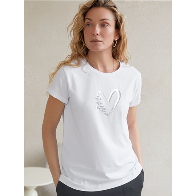 Свободная футболка с принтом из премиального хлопка с эластаном