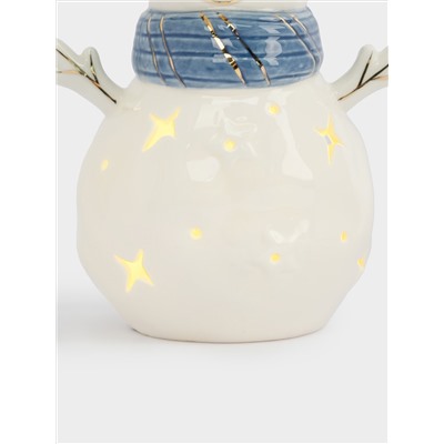 Статуэтка с подсветкой, 15 см, фарфор P, бело-голубая, Снеговик, Snowfall