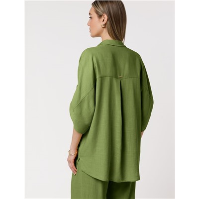 Блузка с цельнокроеным рукавом  изо льна с вискозой