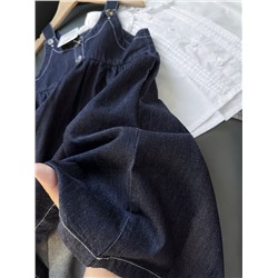 Комплект для девочки: джинсовый сарафан и блузка