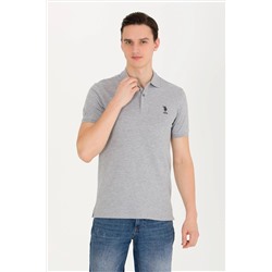 Erkek Gri Melanj Basic Polo Yaka Tişört