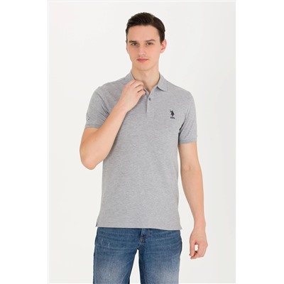 Erkek Gri Melanj Basic Polo Yaka Tişört