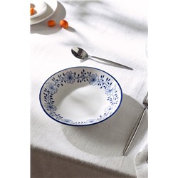 Reve Bleu Floral Yemek Tabağı - Mavi/Beyaz - 20 cm