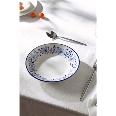 Reve Bleu Floral Yemek Tabağı - Mavi/Beyaz - 20 cm