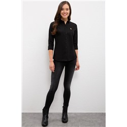 Kadın Siyah Uzun Kollu Basic Gömlek