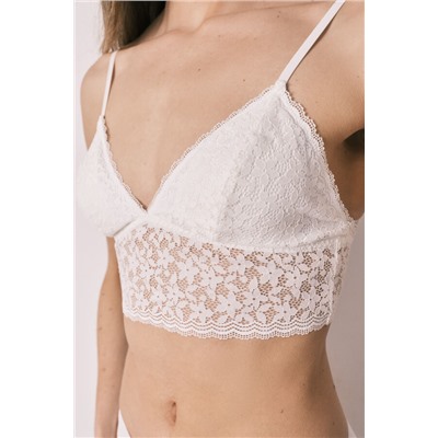 Sujetador bralette triangular encaje blanco