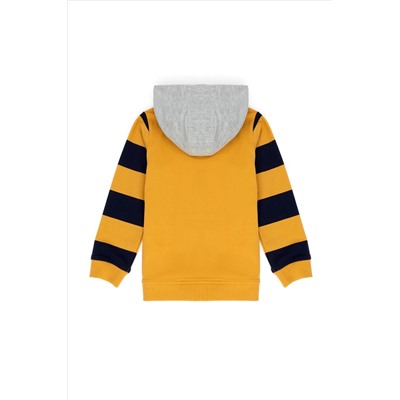 Erkek Çocuk Hardal Kapüşonlu Sweatshirt