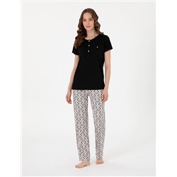 Siyah Kısakollu Pijama Takımı