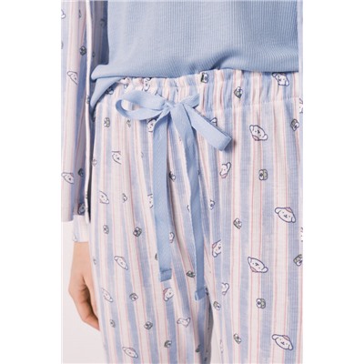 Set pijama rayas y top azul