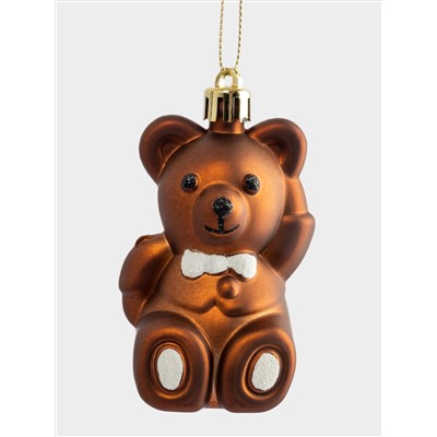 Игрушка елочная, 4х8 см, пластик, коричневая, Мишка, New year