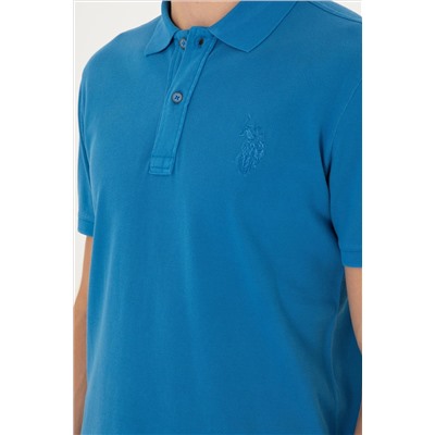 Erkek Slim Fit Polo Yaka Saks Basic Tişört