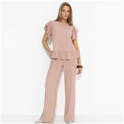 Брюки из жатой ткани, Пленительная легкость (коричневые)