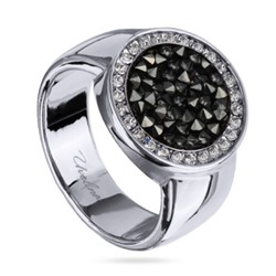 Кольцо Галактика (кристаллы SW темно-серые; покрытие родий), Есть комплект