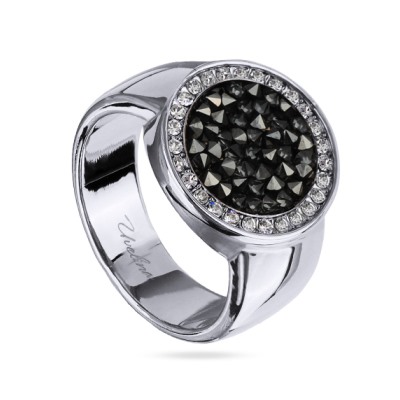 Кольцо Галактика (кристаллы SW темно-серые; покрытие родий), Есть комплект