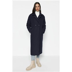 TRENDYOL MODEST Lacivert Tek Düğmeli Astarlı Kaban TCTAW23KB00012