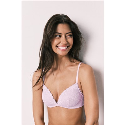 Sujetador triangular relleno encaje lila CHARMING