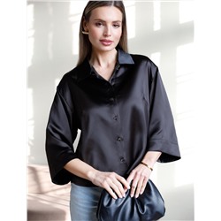 Блузка с короткими рукавами из плотного струящегося сатина