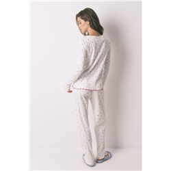 Pijama largo algodón Snoopy flores blanco