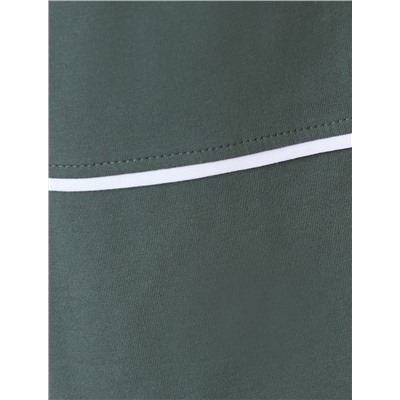 Укороченные брюки из эластичного хлопка с контрастным кантом