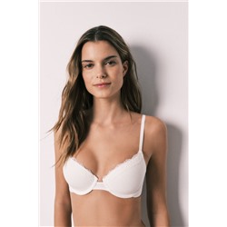 Sujetador clásico algodón canalé blanco BEAUTIFUL