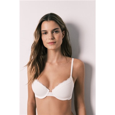 Sujetador clásico algodón canalé blanco BEAUTIFUL