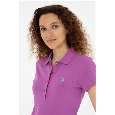 Kadın Mor Basic Polo Yaka Tişört