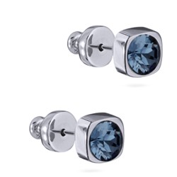 Пусеты Теннис (кристаллы SW джинс 4мм; покрытие родий), Есть комплект