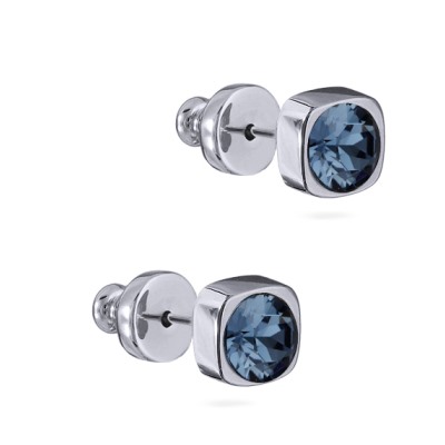 Пусеты Теннис (кристаллы SW джинс 4мм; покрытие родий), Есть комплект