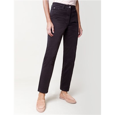 Укороченные эластичные брюки слим из микро вельвета